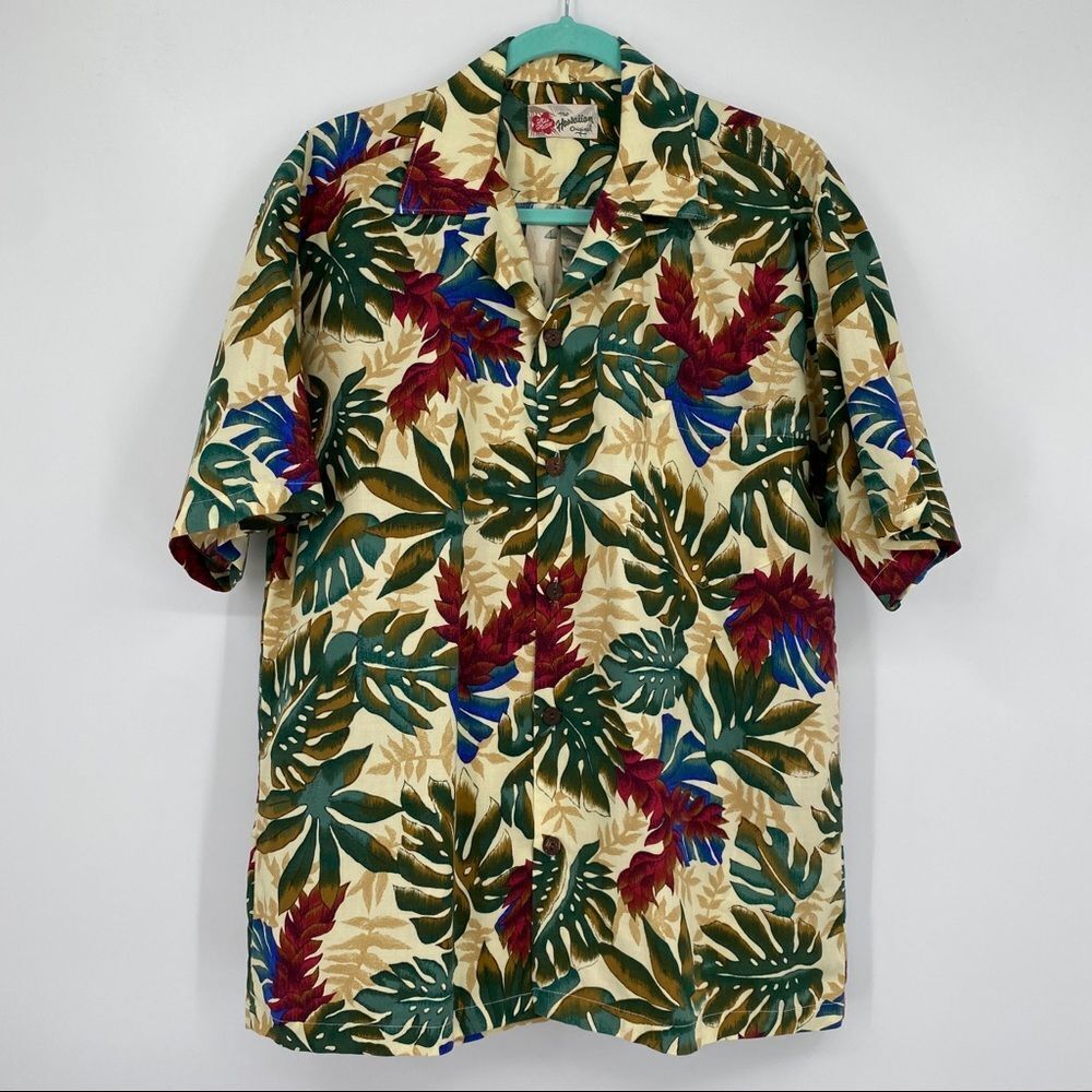 Vintage Hilo Hattie Men's Leaf Tropical Multi Button Hawaiian Original Shirt